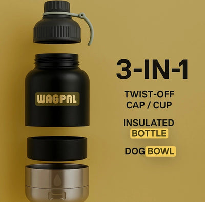 3 in 1 Wagpal water bottle dog portable